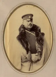 Firefighter A.F. Domishkevich in uniform, late 19th cent - early 20th cent. Creator: PA Milevskii