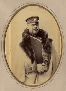Firefighter A.F. Domishkevich in uniform, late 19th cent - early 20th cent. Creator: PA Milevskii