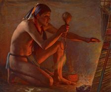 Firelight (Francisco Martinez), 1913. Creator: Joseph H. Sharp