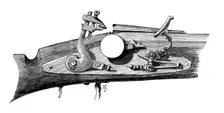 Firelock or snaphance from Haddon Hall, Derbyshire, c1620, (c1880)