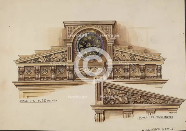 Fireplace, c. 1936. Creator: Wellington Blewett.