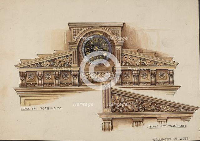 Fireplace, c. 1936. Creator: Wellington Blewett.