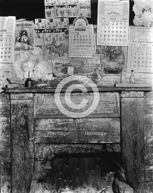 Fireplace in Frank Tengle's home, Hale County, Alabama, 1936. Creator: Walker Evans.