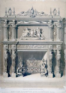 Fireplace in Ironmongers Hall, Fenchurch Street, City of London, 1855. Artist: Day & Son