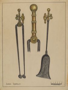 Fireplace Set, 1935/1942. Creator: Hans Korsch