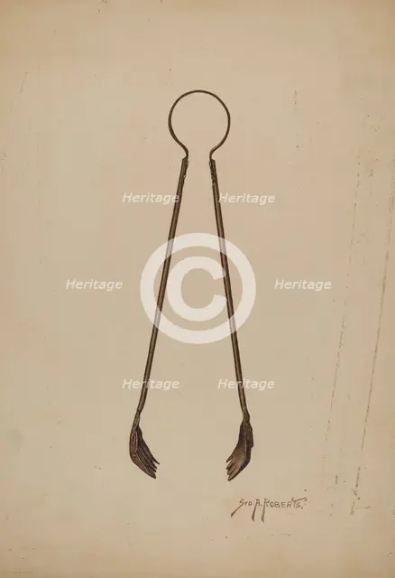 Fireplace Tongs, c. 1941. Creator: Paul Poffinbarger.