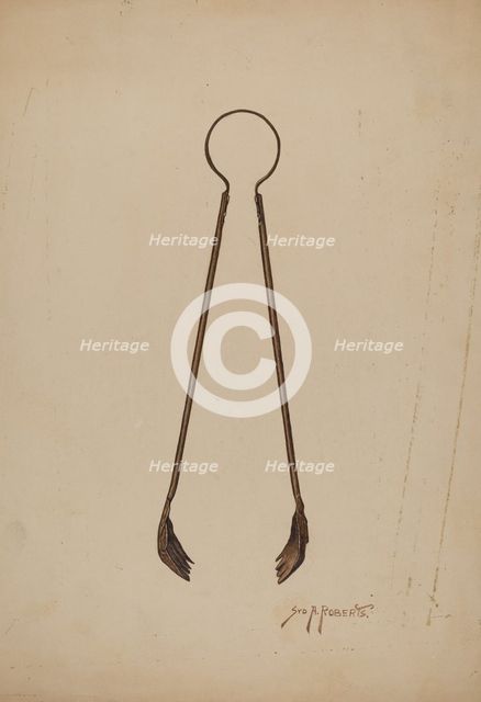 Fireplace Tongs, c. 1941. Creator: Paul Poffinbarger.