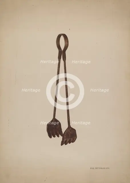 Fireplace Tongs, c. 1941. Creator: Paul Poffinbarger.