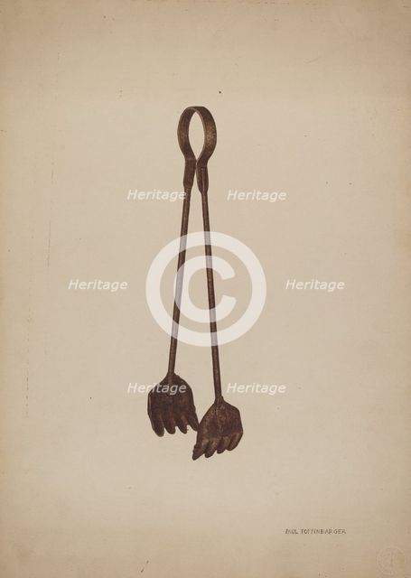 Fireplace Tongs, c. 1941. Creator: Paul Poffinbarger.
