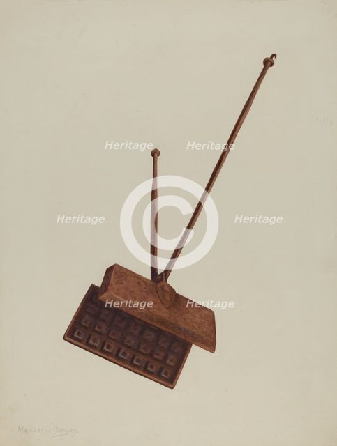 Fireplace Waffle Iron, c. 1939. Creator: Manuel G. Runyan.