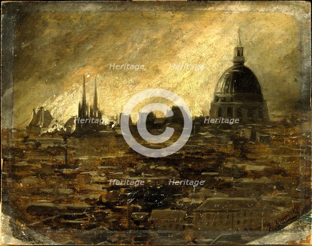 Fires of the Commune, May 24, 1871, c1871. Creator: Jules Girardet.