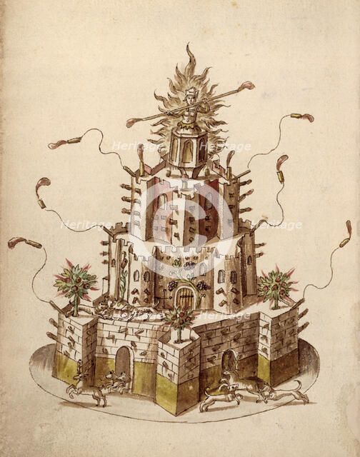 Firework display celebrating the marriage of Princess Elizabeth, c1613. Creator: Unknown.