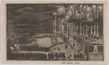 Firework display, Nuremberg 1649, reduced copy of Kurze Beschreibung dess kunstlich..., after 1649. Creator: Anon