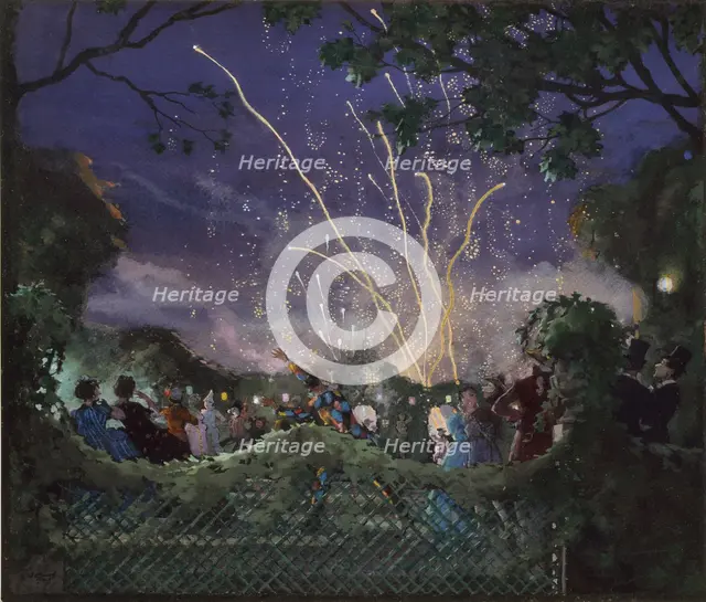 Fireworks, 1929. Artist: Konstantin Somov.