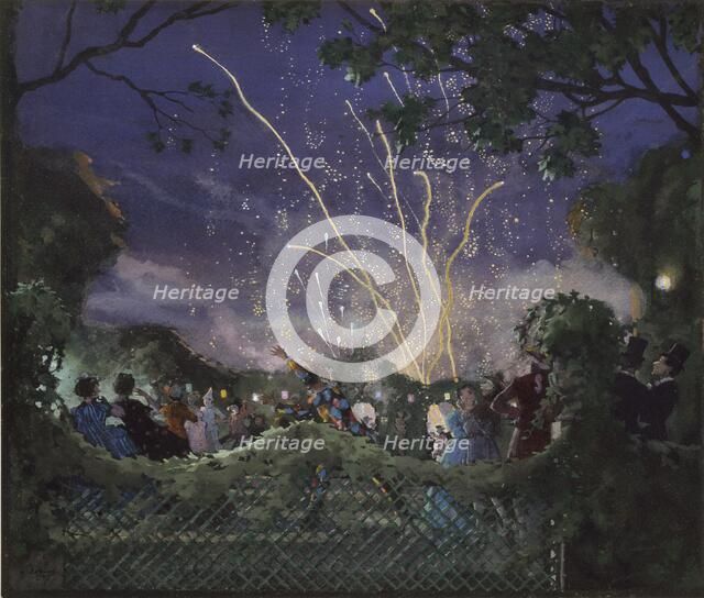 Fireworks, 1929. Artist: Konstantin Somov.
