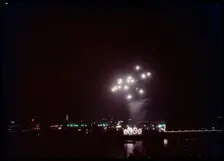 Fireworks over the City of Westminster, London, 1953. Creator: Ministry of Works
