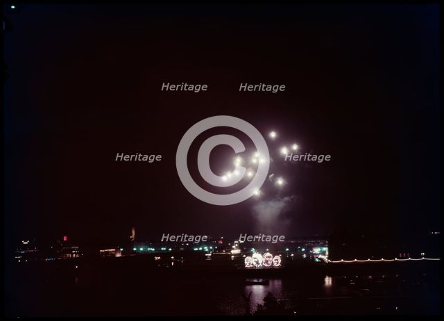 Fireworks over the City of Westminster, London, 1953. Creator: Ministry of Works.