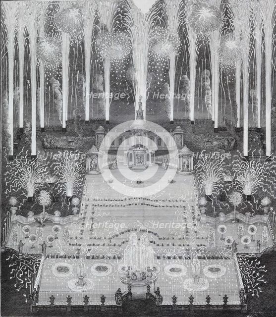 Fireworks on the occasion of the conclusion of peace between Russia and Sweden on July 16, 1744 in M