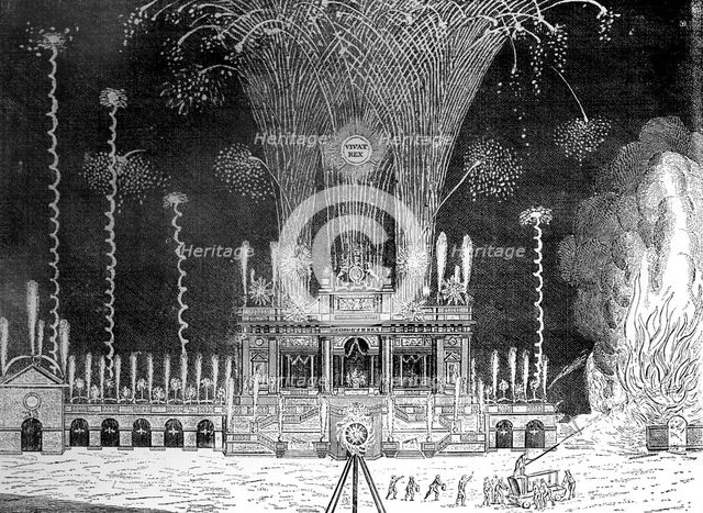 Fireworks at Green Park, St James's, April 27th, 1749. Artist: Unknown