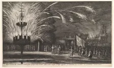 Fireworks at Hemissem, 1625-77. Creator: Wenceslaus Hollar