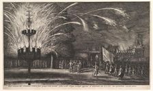 Fireworks at Hemissem, 1625-77. Creator: Wenceslaus Hollar