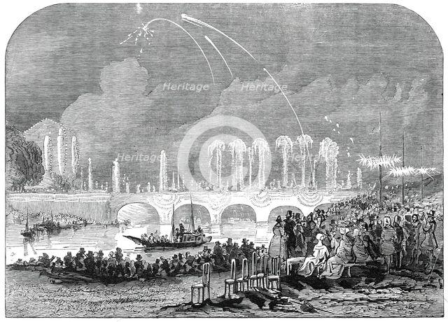 Fireworks at Paris - sketched by Harrison, 1845. Creator: Harrison.