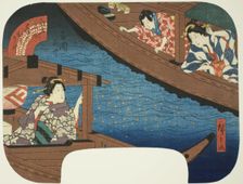Fireworks at Ryogoku (Ryogoku hanabi), from the series "Reflections on Water at Famous..., 1852. Creator: Ando Hiroshige