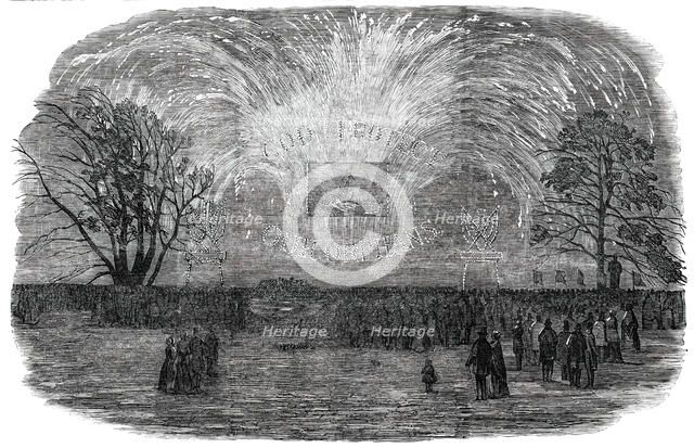 Fireworks at the Merchant Seamen's Orphan Asylum, Bow-Road, on Tuesday, 1850. Creator: Unknown.