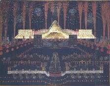 Fireworks and illumination on April 25, 1742 in Moscow, Mid of the 18th cen.. Artist: Anonymous