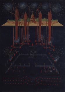 Fireworks and illumination on February 10, 1742, Mid of the 18th cen.. Artist: Anonymous