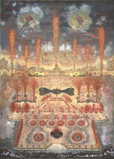Fireworks and illumination on Juny 16, 1744 in Moscow, Mid of the 18th cen.. Artist: Anonymous