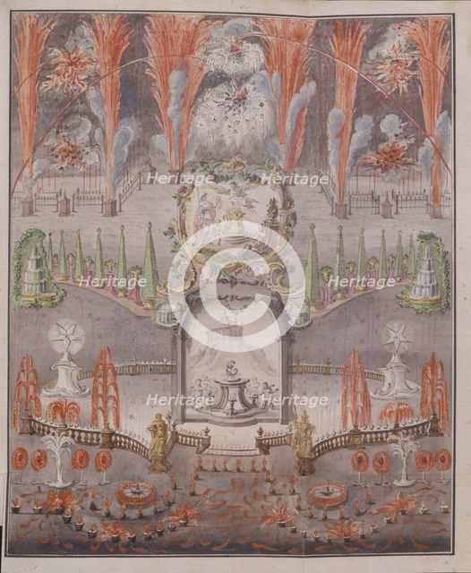Fireworks and illumination on September 17, 1747 in Gostilitsy, Mid of the 18th cen.. Artist: Anonymous  