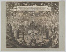 Fireworks celebrating the marriage of Emperor Leopold I and Margarita, Vienna 1666, after 1666. Creator: Melchior Küsel