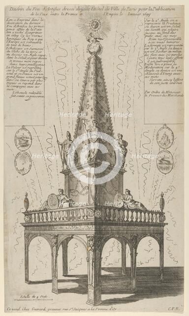Fireworks celebrating the peace between France and the Empire, January 1698, 1698., 1698. Creator: Anon.