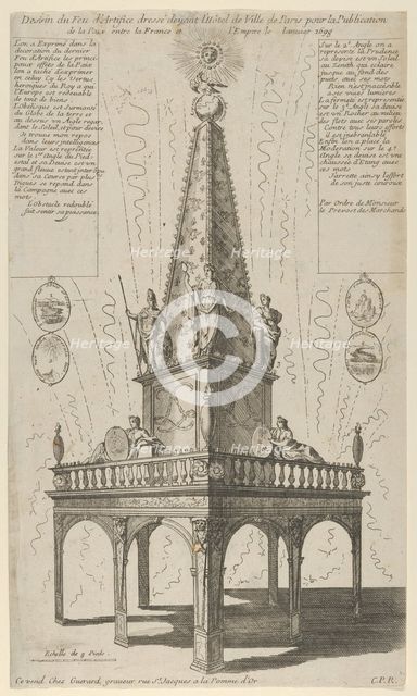 Fireworks celebrating the peace between France and the Empire, January 1698, 1698., 1698. Creator: Anon.