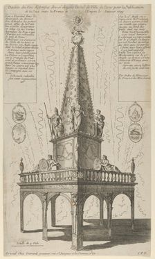 Fireworks celebrating the peace between France and the Empire, January 1698, 1698., 1698. Creator: Anon
