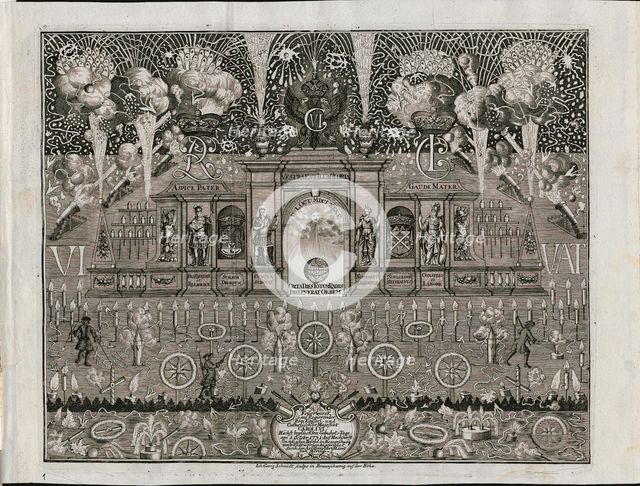 Fireworks for Charles VI on October 1, 1731 in Braunschweig, 1731.