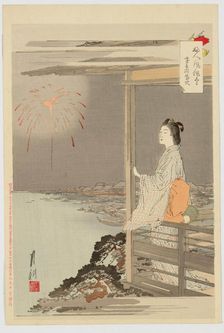 Fireworks in the Distance (The Customs and Manners of Women), 1891. Creator: Ogata Gekko