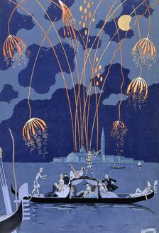 Fireworks in Venice 1924. Artist: Georges Barbier