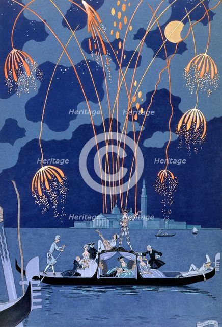 'Fireworks in Venice', 1924. Creator: Georges Barbier.