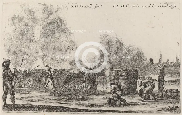 Firing the Cannons, c. 1641. Creator: Stefano della Bella.
