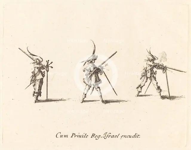 Firing the Musket, 1634/1635. Creator: Jacques Callot.