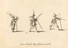 Firing the Musket, 1634/1635. Creator: Jacques Callot