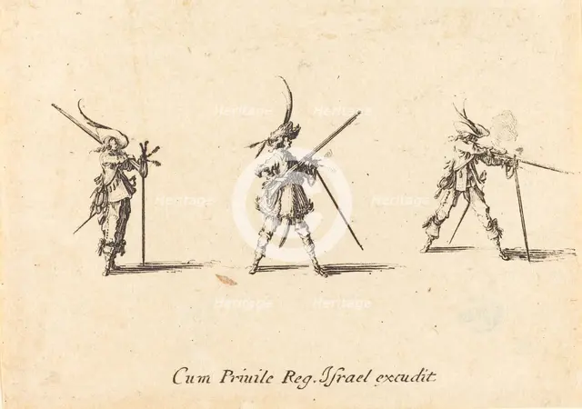 Firing the Musket, 1634/1635. Creator: Jacques Callot.