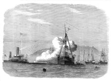 Firing trials against H.M.S. Glatton in Portland Roads, 1872. Creator: Unknown