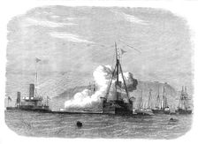 Firing trials against H.M.S. Glatton in Portland Roads, 1872. Creator: Unknown