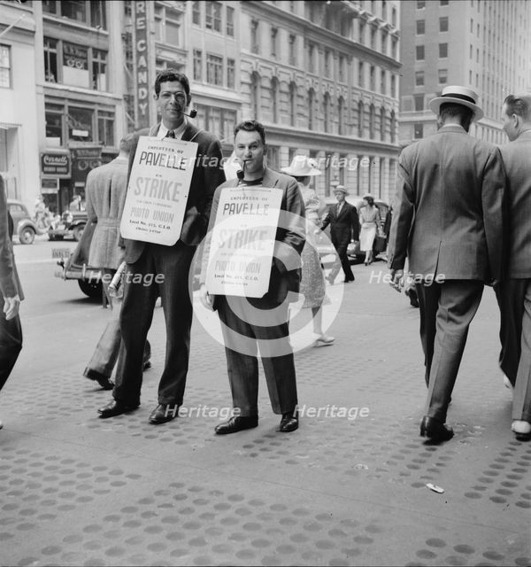 Firms being picketed, 42nd Street, New York City, 1939. Creator: Dorothea Lange.