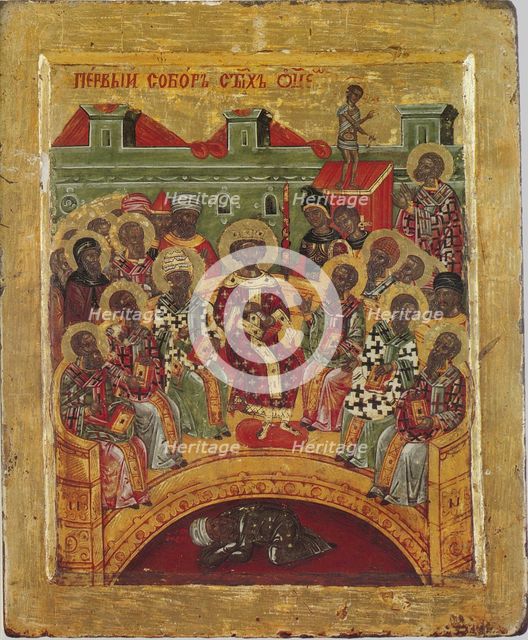 First Council of Nicaea, 16th century. Artist: Byzantine icon  