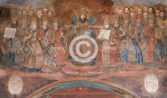 First Council of Nicaea. Artist: Ancient Russian frescos  