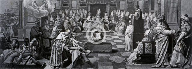First Council of Nicaea, held in 325 under the pontificate of Pope Sylvester I and the reign of C…